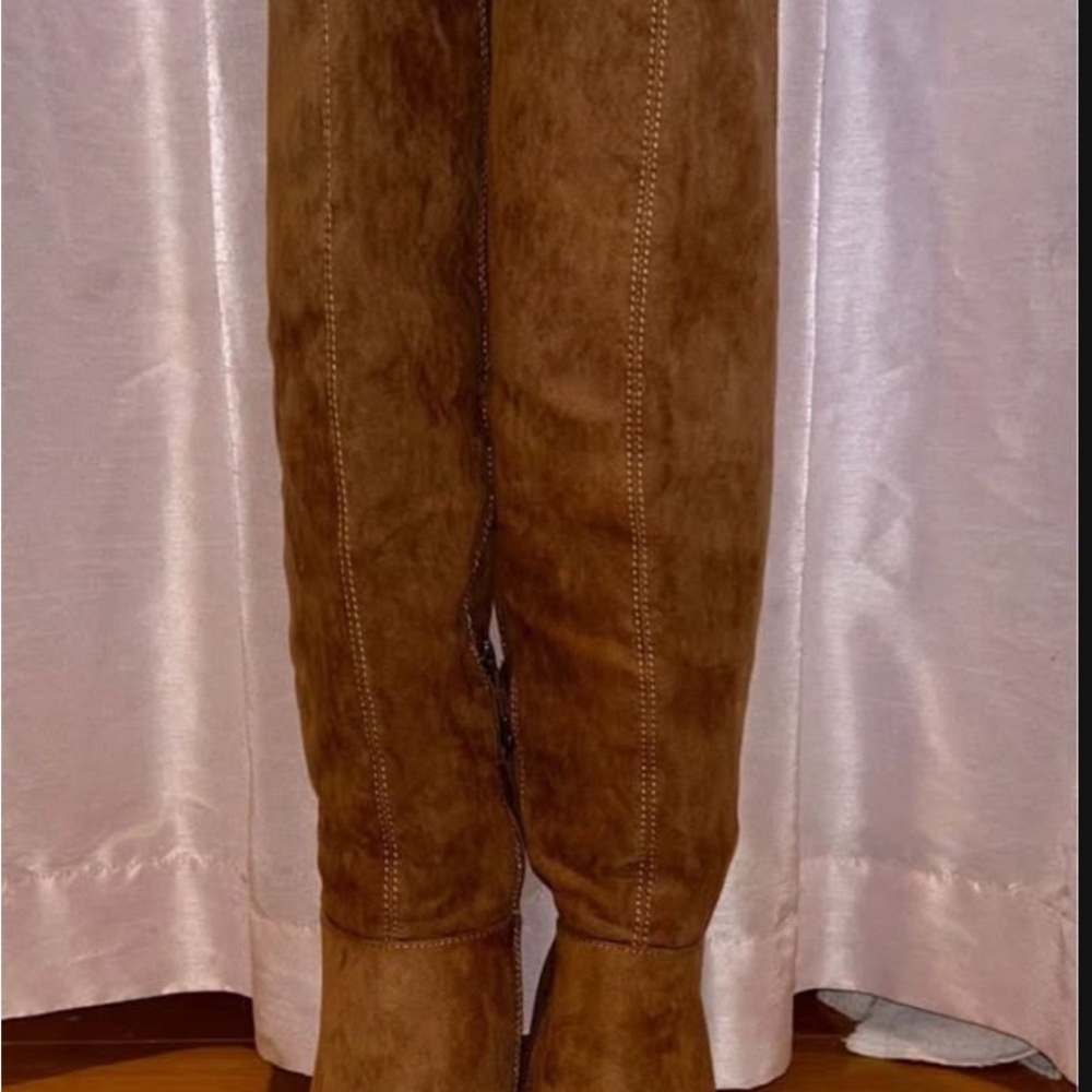 Brown Suede Knee-High Boots